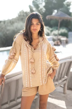 Bluse Tassel Riqueza Light Taupe