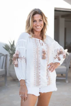 Bluse Tassel Riqueza Weiß