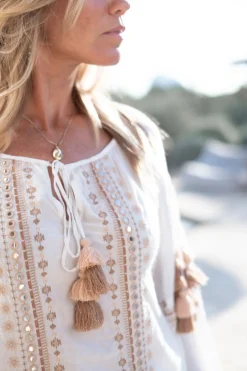 Bluse Tassel Riqueza Weiß