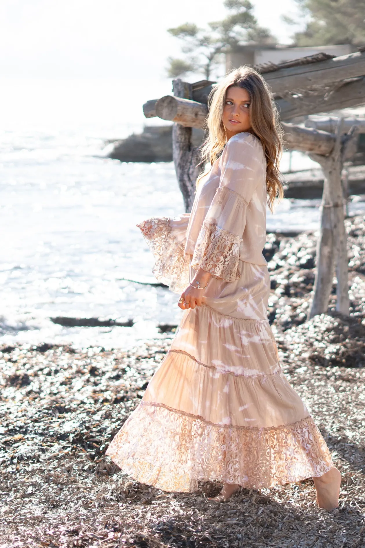 Bluse Yira Batik Taupe