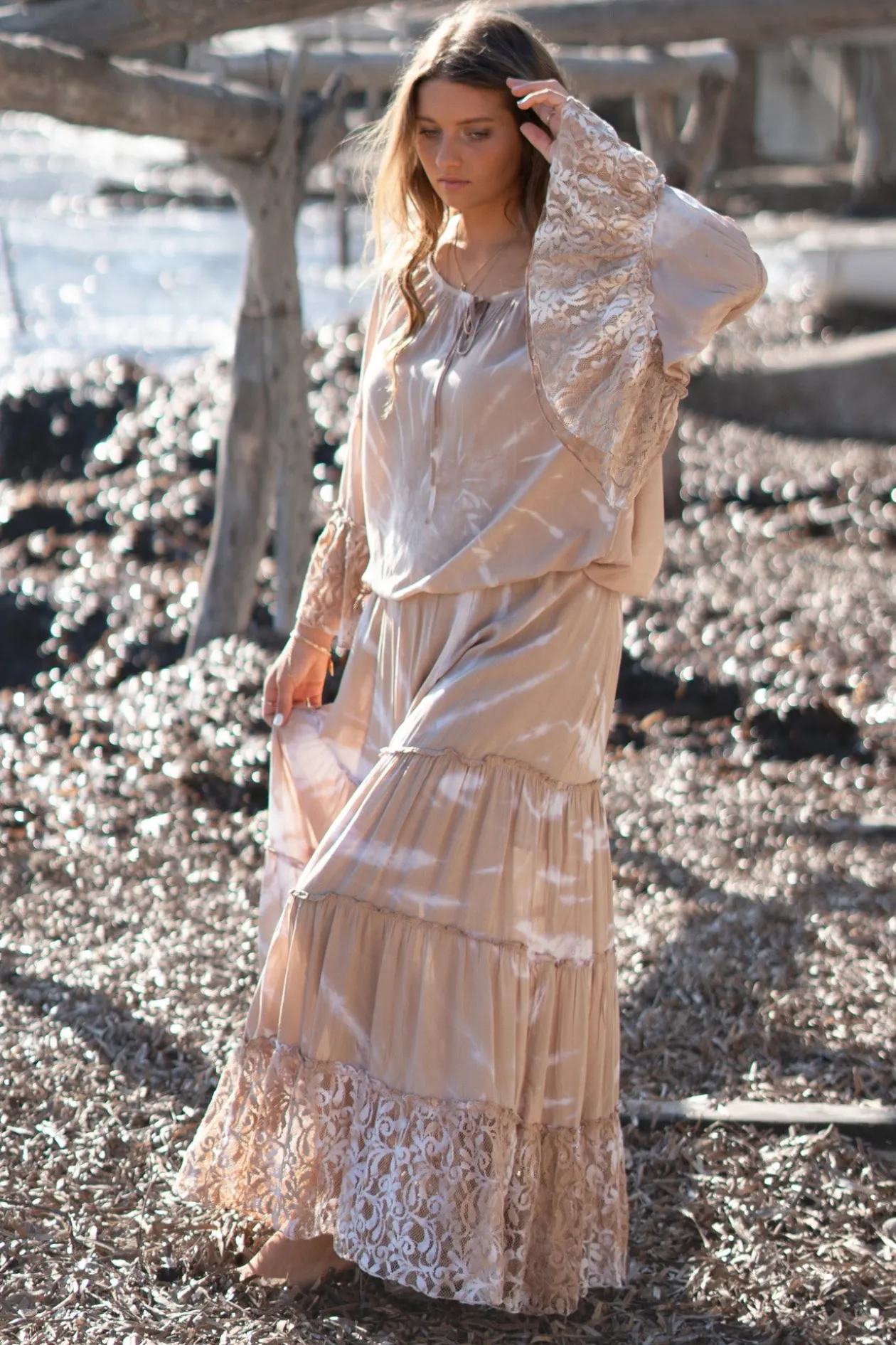 Bluse Yira Batik Taupe