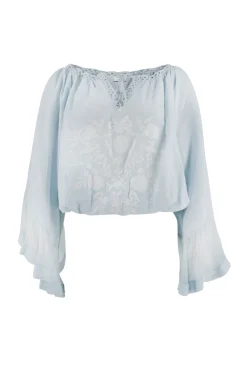 Bluse Yira Bordado Blau