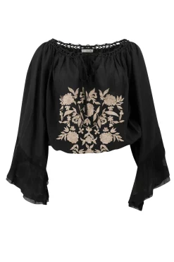 Bluse Yira Bordado Schwarz