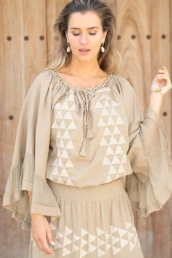 Bluse Yira Cuadros Taupe