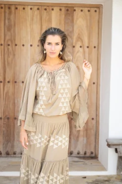 Bluse Yira Cuadros Taupe