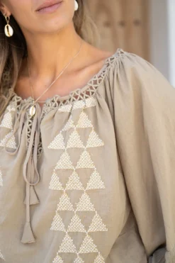 Bluse Yira Cuadros Taupe