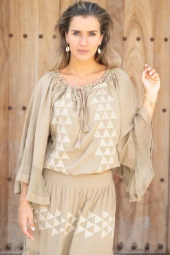 Bluse Yira Cuadros Taupe