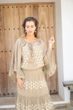 Bluse Yira Cuadros Taupe