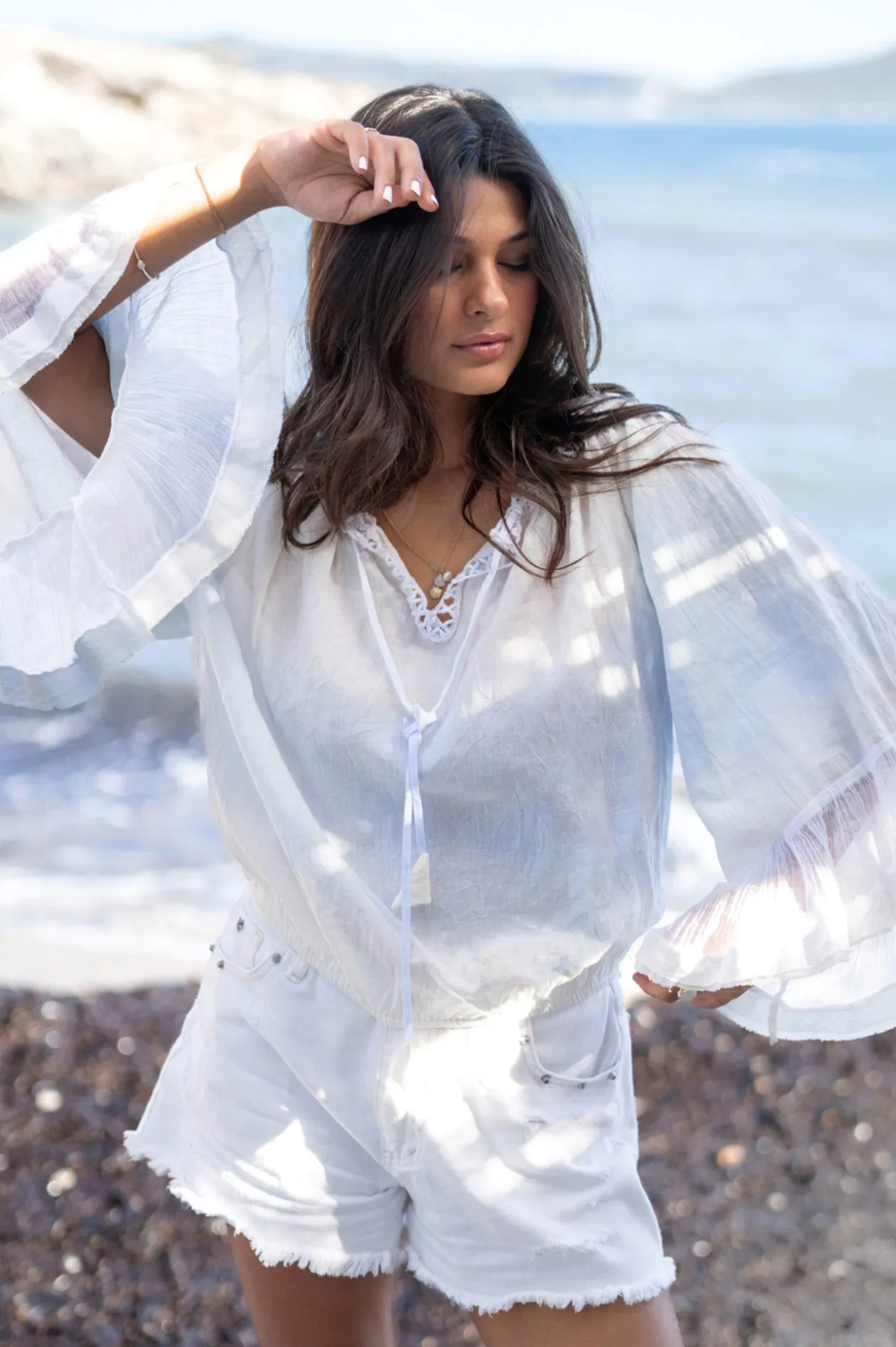 Bluse Yira Ombre Blassblau