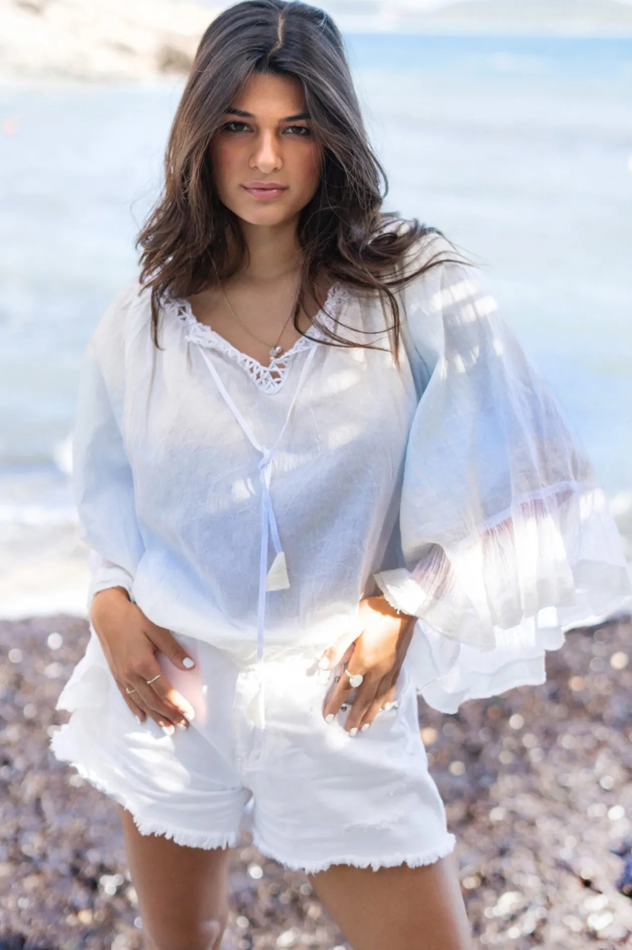 Bluse Yira Ombre Blassblau