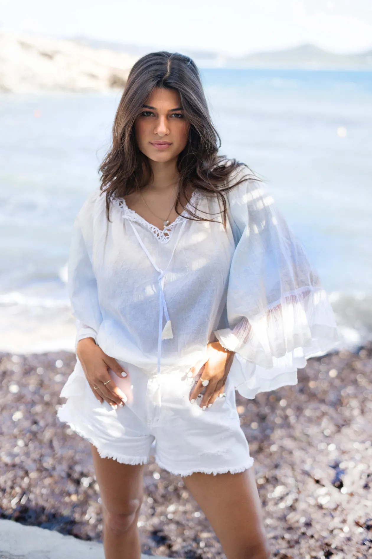 Bluse Yira Ombre Blassblau