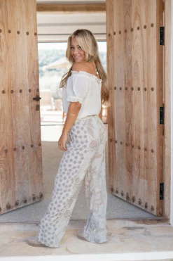 Crop Top Rabel Blume Elfenbein