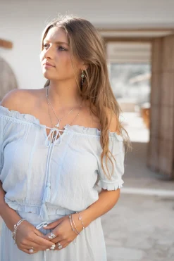 Crop Top Rabel Flower Blassblau