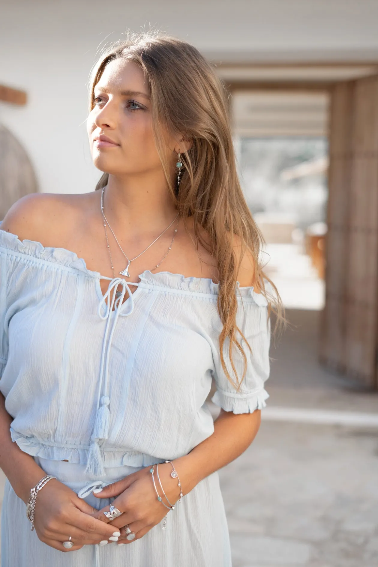 Crop Top Rabel Flower Blassblau