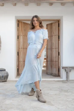 Crop Top Rabel Flower Blassblau