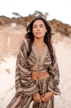 Cropped Top Emika Brauner Druck