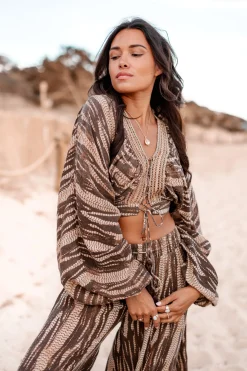 Cropped Top Emika Brauner Druck