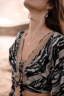 Cropped Top Emika Schwarzer Druck