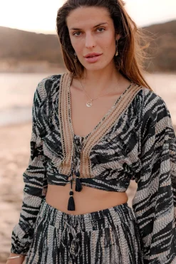 Cropped Top Emika Schwarzer Druck