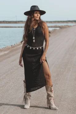 Felin Ajour Strickkleid Schwarz