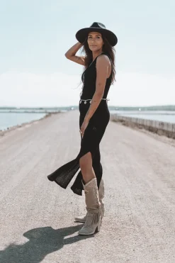 Felin Ajour Strickkleid Schwarz