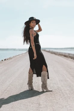 Felin Ajour Strickkleid Schwarz