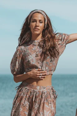 Flora Bedrucktes Top Mehrfarbig Altrosa