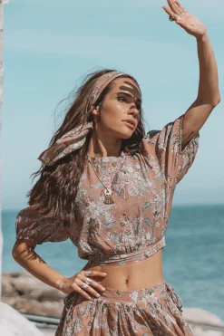 Flora Bedrucktes Top Mehrfarbig Altrosa