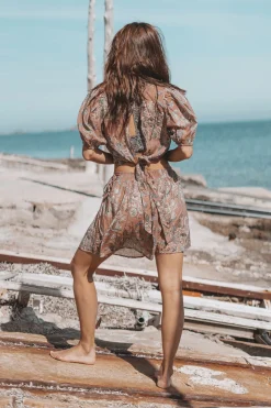 Flora Bedrucktes Top Mehrfarbig Altrosa