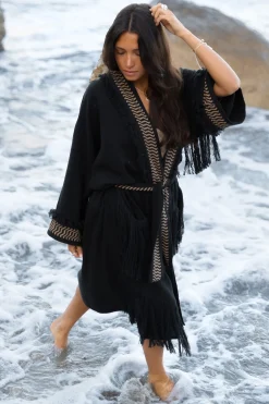 Fransen Kimono Esthetica Schwarz