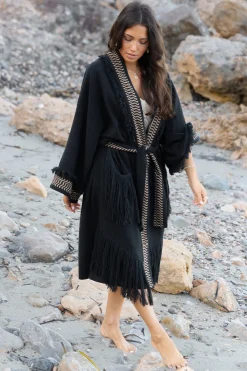 Fransen Kimono Esthetica Schwarz
