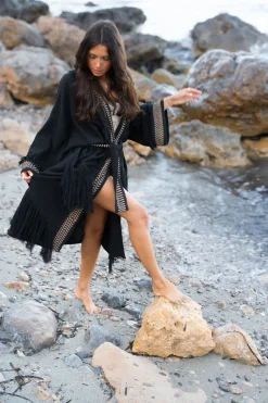 Fransen Kimono Esthetica Schwarz