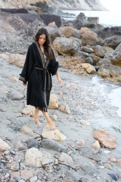 Fransen Kimono Esthetica Schwarz