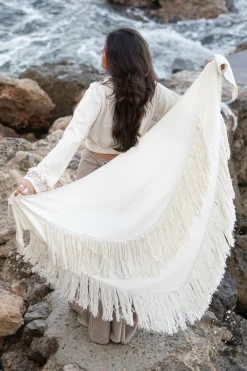 Fransenschal Flecos Ecru