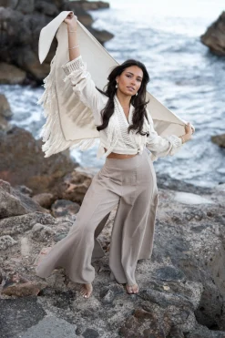 Fransenschal Flecos Ecru