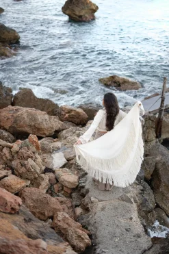 Fransenschal Flecos Ecru