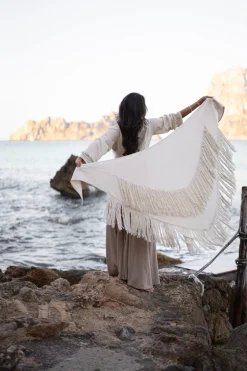 Fransenschal Flecos Helles Taupe