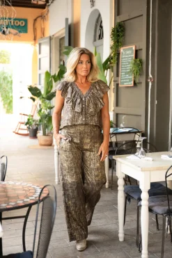 Hose Sparkle Taupe Gold