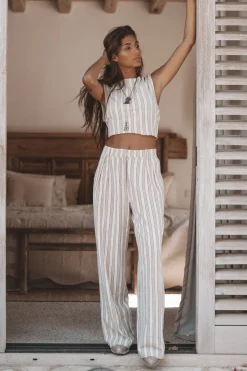 Ivy Gestreifte Hose Gestreift Beige/Schwarz