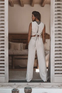 Ivy Gestreifte Hose Gestreift Beige/Schwarz