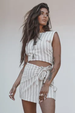 Ivy Striped Skort Gestreift Beige/Schwarz