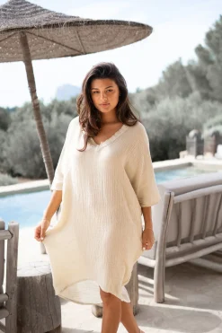 Kaftan Laia Leinen Sand