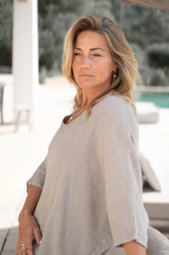 Kaftan Laia Leinen Taupe
