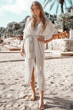 Kimono Deya Einfarbig Elfenbein