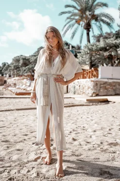 Kimono Deya Einfarbig Elfenbein