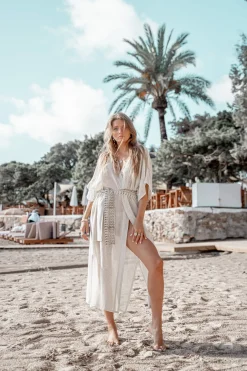 Kimono Deya Einfarbig Elfenbein