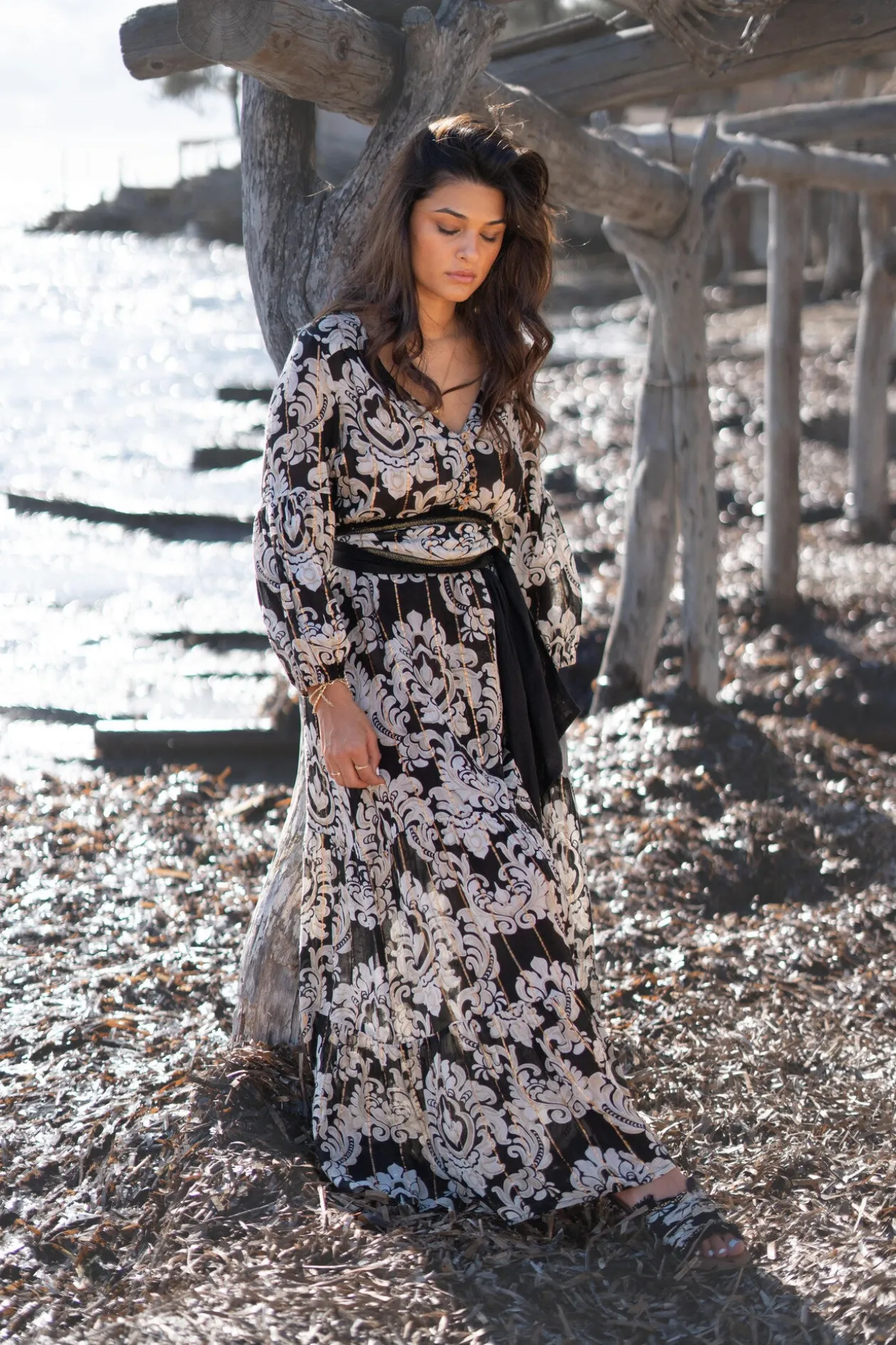 Kleid Gloria Barock Schwarzer Druck