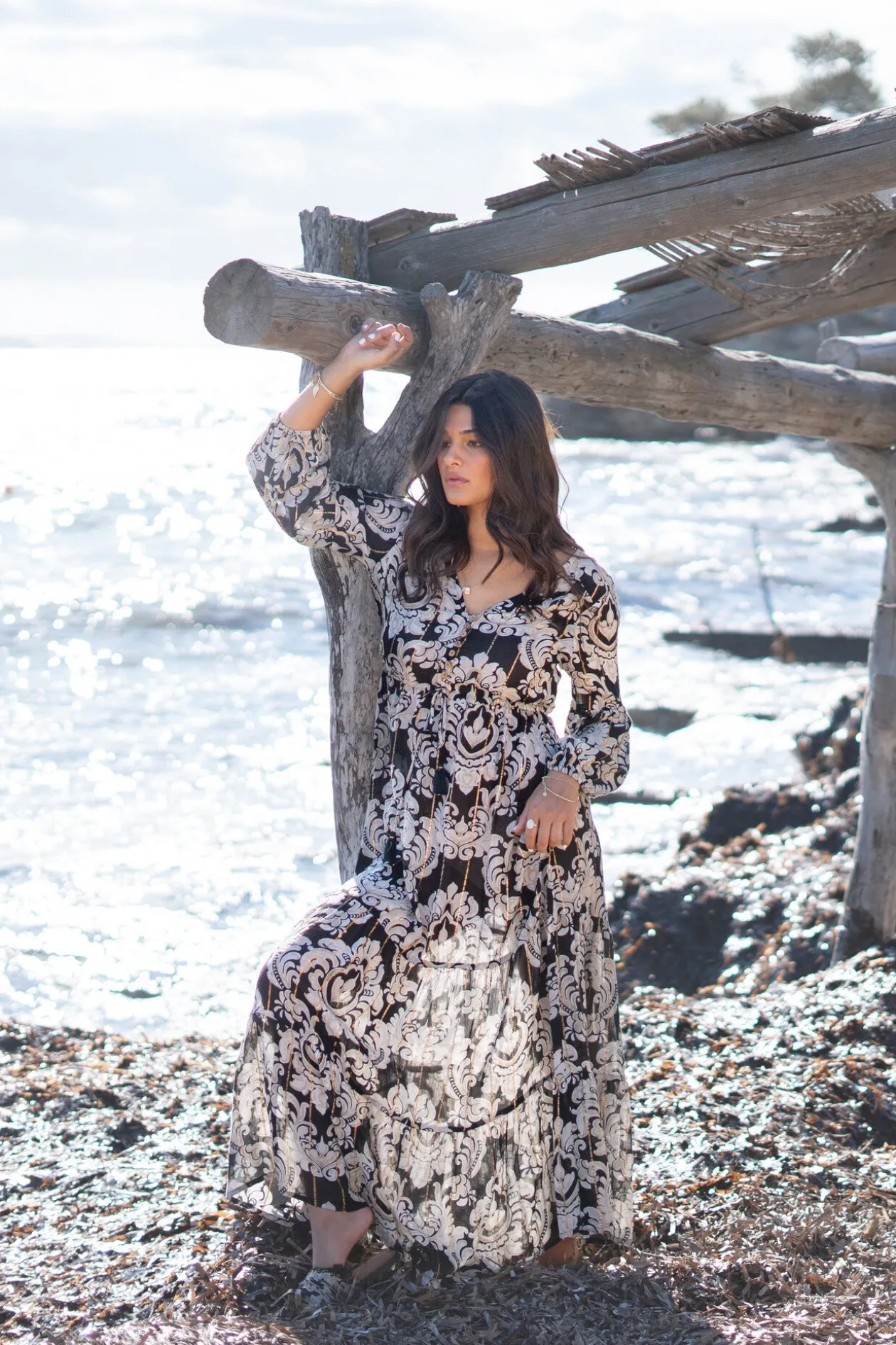 Kleid Gloria Barock Schwarzer Druck