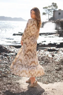 Kleid Gloria Barock Taupe Druck