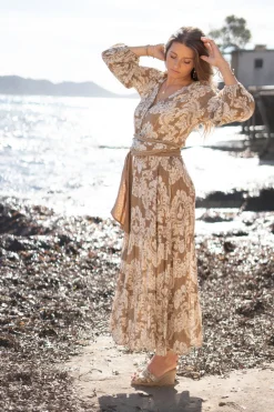 Kleid Gloria Barock Taupe Druck